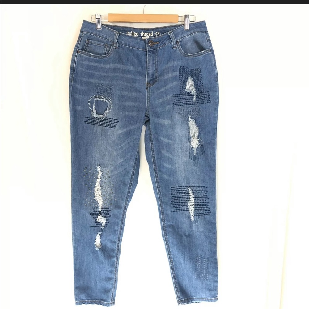 Indigo Thread Co distressed jeans